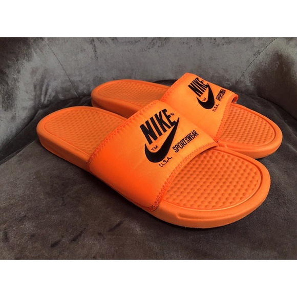 nike benassi slides orange